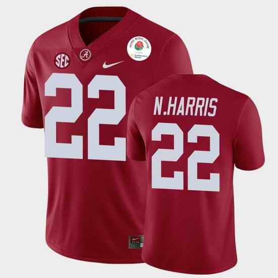 Men Alabama Crimson Tide Najee Harris 2021 Rose Bowl Crimson College Football Jersey